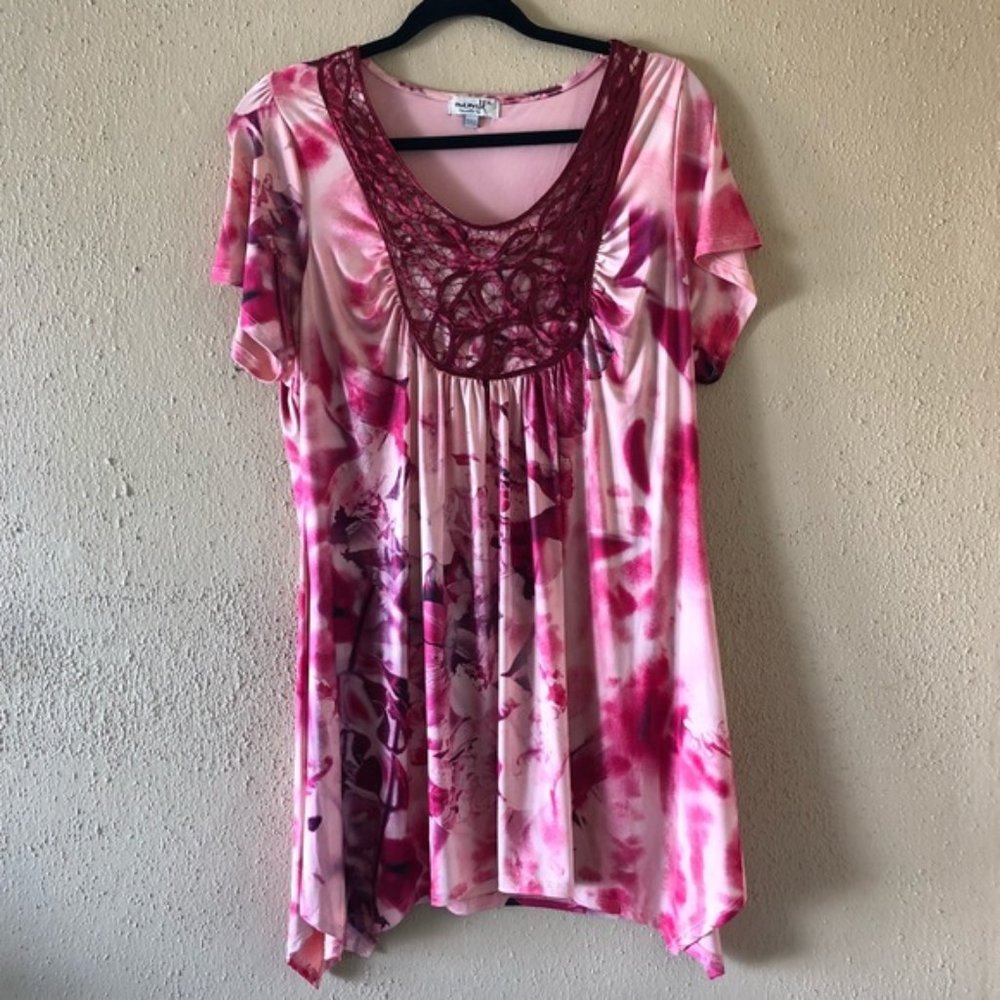 One Word Live and Let Live Flowy Pink Shirt XL